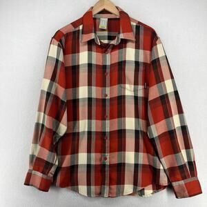 BURTON Shirt Mens L DRYRIDE Heavy Flannel Plaid Button Up Long Sleeve Red